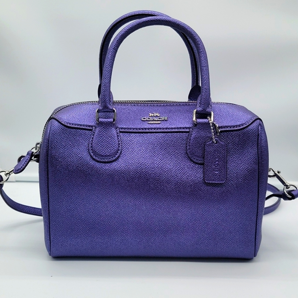 Coach Mini Bennett Satchel Metallic Periwinkle NWOT